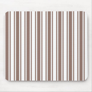 Taupe brown and white candy stripes mouse pad