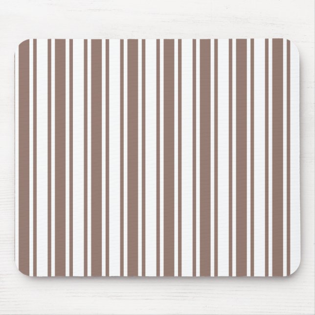 Taupe brown and white candy stripes mouse pad (Front)