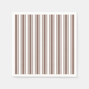 Taupe brown and white candy stripes napkin
