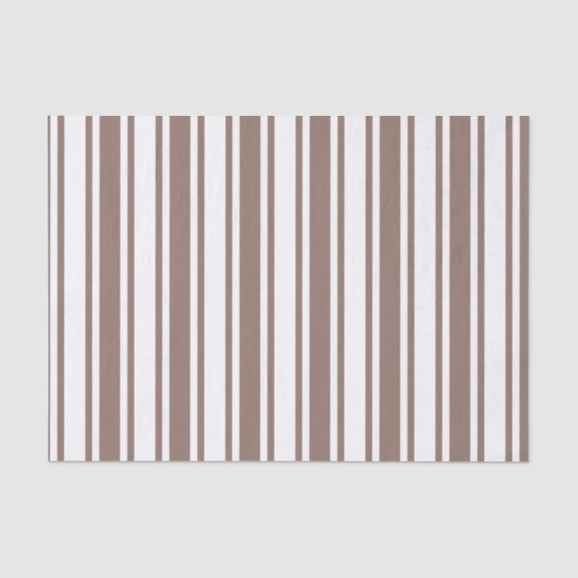 Taupe brown and white candy stripes tissue paper (Front)