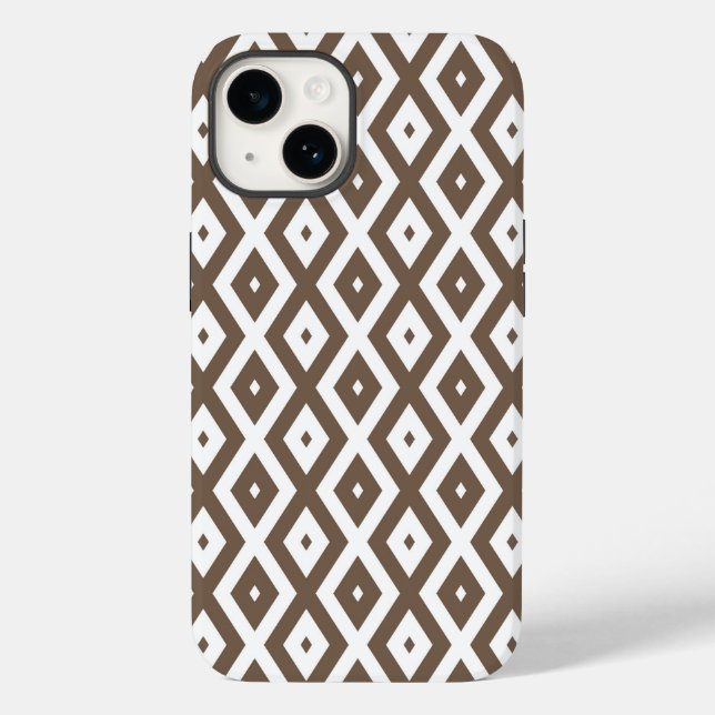 Taupe brown and white diamond pattern Case-Mate iPhone case (Back)