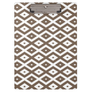 Taupe brown and white diamond pattern clipboard