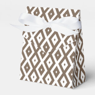 Taupe brown and white diamond pattern favour box