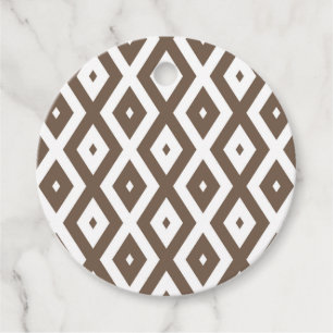 Taupe brown and white diamond pattern favour tags