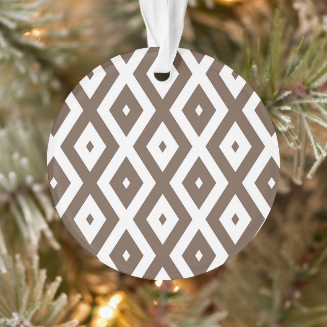 Taupe brown and white diamond pattern ornament (Tree)