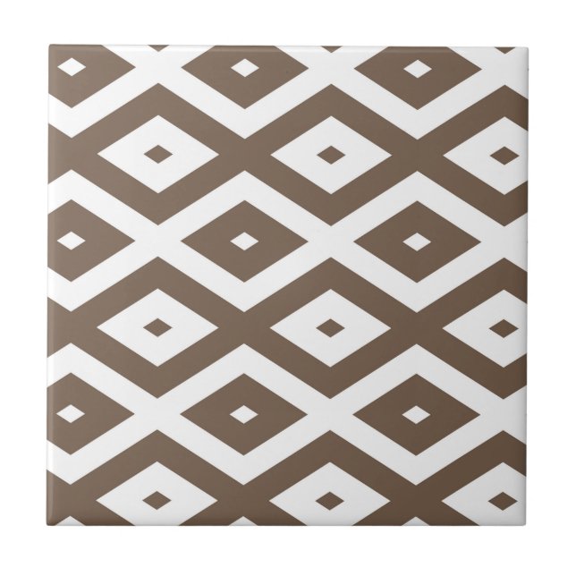 Taupe brown and white diamond pattern tile (Front)