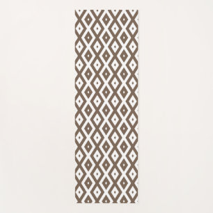 Taupe brown and white diamond pattern yoga mat