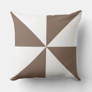 Taupe Brown and White Pinwheel Cushion