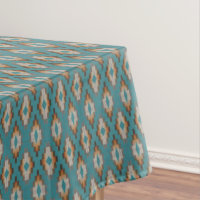 Taupe Brown Blue Teal Orange Tribal Art Pattern