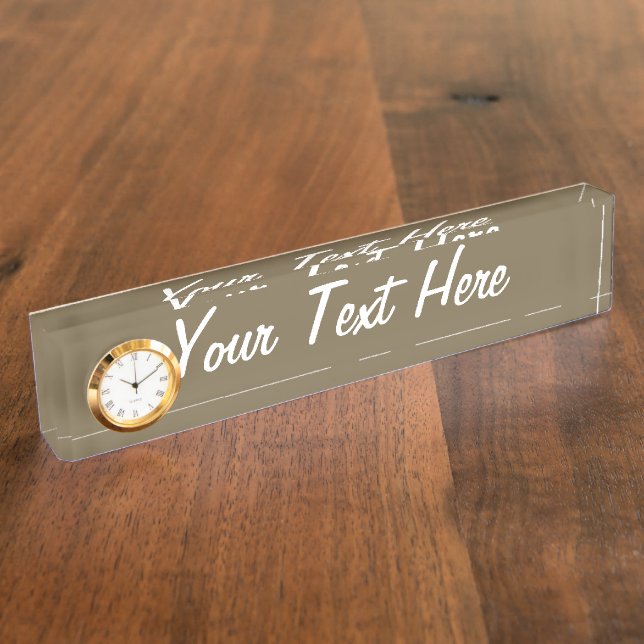 Taupe Brown Colour Background Customisable Nameplate (Side)