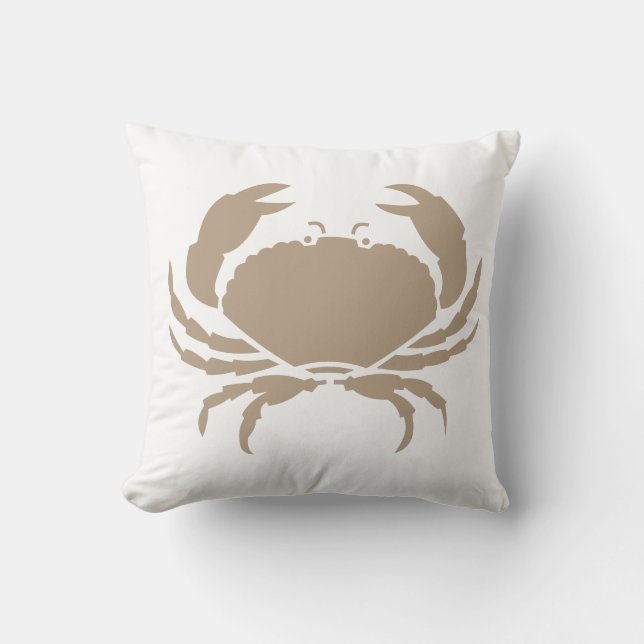 taupe brown CRAB WHITE  pillow (Front)