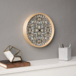 Taupe Brown Grey Beige Hip Bohemian Art Motif Clock<br><div class="desc">Beautiful contemporary beige, taupe, brown light and dark grey coloured Bohemian mosaic pattern. Ornate, elegant and funky hipster design for the fancy artistic interior designer, the artsy fashion diva, the popular hip trend setter, vintage mod retro, modernist, nouveau deco art style or abstract graphic digital geometric motif lover. Available on...</div>