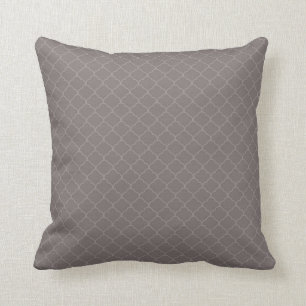 Taupe Brown Moroccan Quatrefoil Pattern Cushion