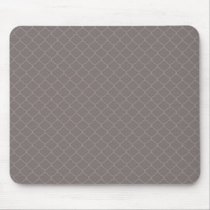 Taupe Brown Moroccan Quatrefoil Pattern Mouse Pad