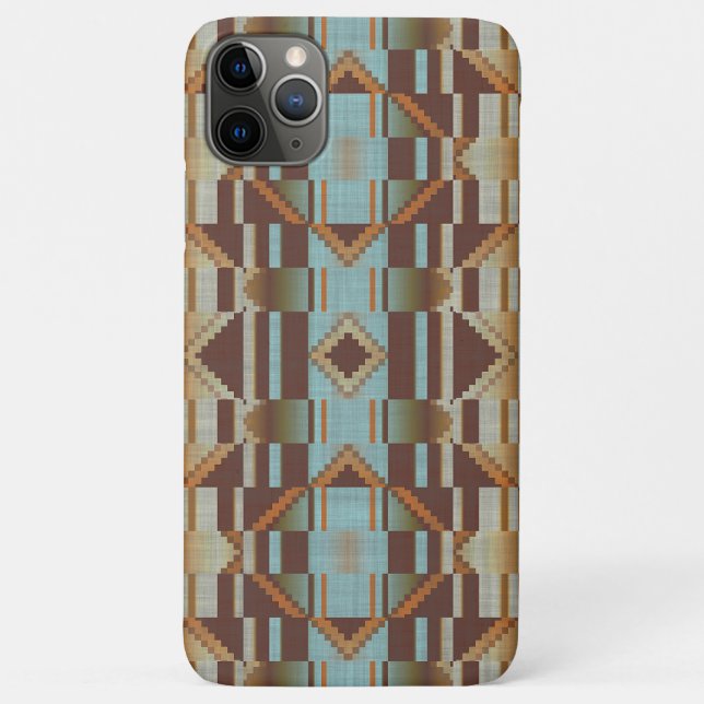 Taupe Brown Orange Turquoise Tribal Mosaic Pattern Case-Mate iPhone Case (Back)