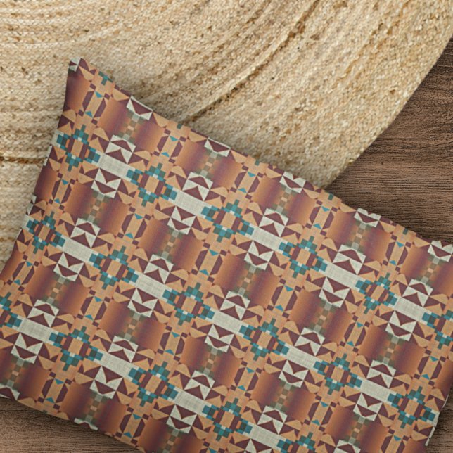 Taupe Brown Teal Blue Green Tribal Art Pattern Pillowcase (Creator Uploaded)