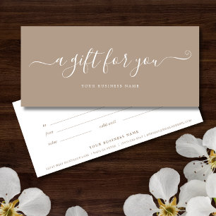 Taupe Business Gift Certificate Elegant Simple