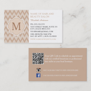 Taupe Chevron Hair Beauty Salon Business Card