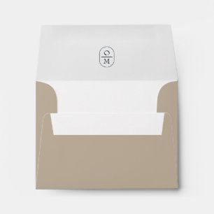 Taupe   Chic Minimalist Monogram Wedding RSVP Envelope