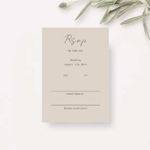 Taupe   Chic Minimalist Wedding RSVP Enclosure Card