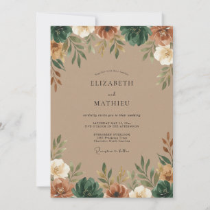 Taupe Clay Painted Wedding Invitation