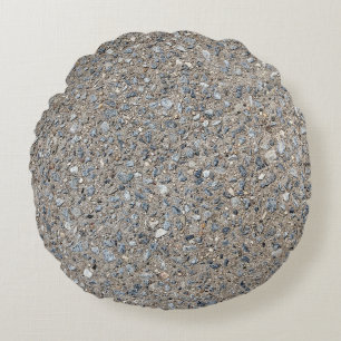 Taupe Concrete Cement Blue Aggregate Sidewalk Round Cushion