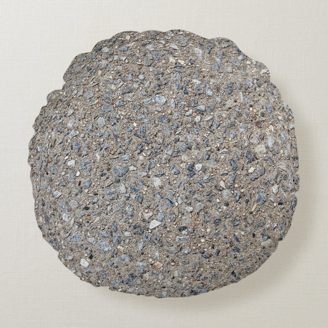 Taupe Concrete Cement Blue Aggregate Sidewalk Round Cushion (Front)