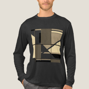 Taupe Cream Brown MCM Look Geometric Abstract Tri-Blend Shirt