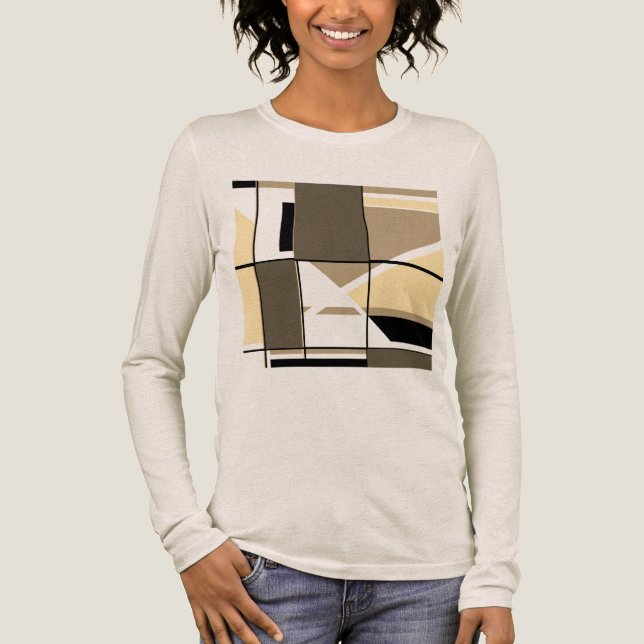 Taupe Cream Brown MCM Look Geometric Abstract  Tri-Blend Shirt (Front)