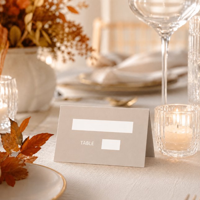 Taupe cream modern simple place card (Creator Uploaded)