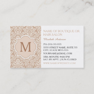 Taupe Damask Boutique Hair Salon Business Card
