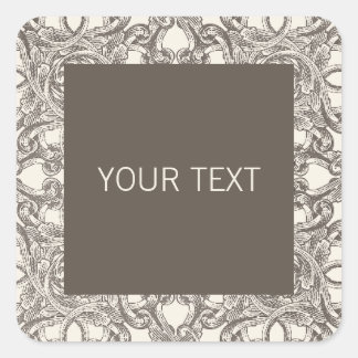 Taupe Damask Sticker Template for Business