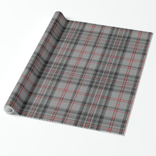 Taupe Dark Gray Red Black Tartan Plaid Wrapping Paper