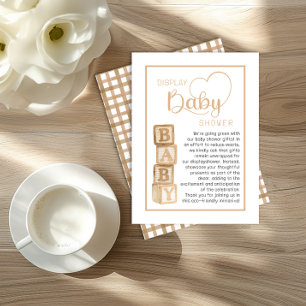 Taupe Display Shower Card   Unwrapped Gifts Insert