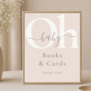 Taupe Earthy Boho Oh Baby Shower Books Cards Sign