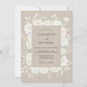 Taupe Ethereal Floral Blossom Wedding Invitation