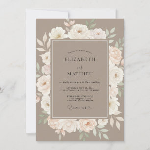 Taupe Ethereal Floral Romance Wedding Invitation