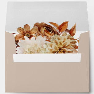 Taupe Fall Terracotta Floral Return Address Envelope