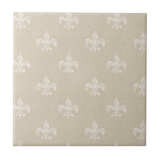Taupe Fleur de Lis Tile (Front)