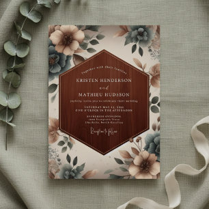 Taupe Floral Ethereal Wedding Invitation