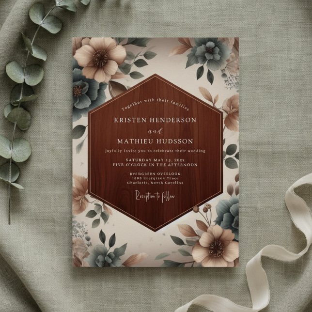 Taupe Floral Ethereal Wedding Invitation (Creator Uploaded)