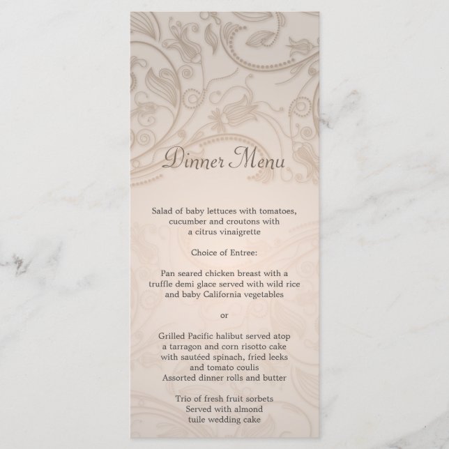 Taupe Flourish Wedding Menu (Front)
