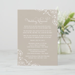 Taupe Flourish Wedding Rehearsal Invitation