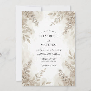 Taupe Foliage Eucalyptus Wedding Invitation