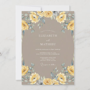 Taupe Gentle Autumnal Wedding Invitation