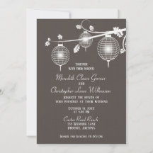 Taupe Glowing Paper Lanterns Wedding Invitation