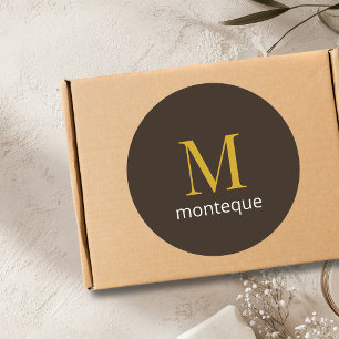 Taupe Gold Monogram Personalised Name Luxury Gift  Classic Round Sticker