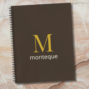 Taupe Gold Monogram Personalised Name Luxury Gift Notebook