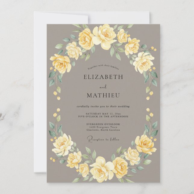 Taupe Graceful Vintage Wedding Invitation (Front)