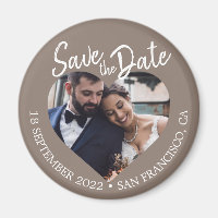 Taupe Gray Photo Modern Script Save the Date